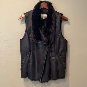 Suede and fur moto vest